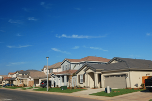 Neighborhood of different color single family homes